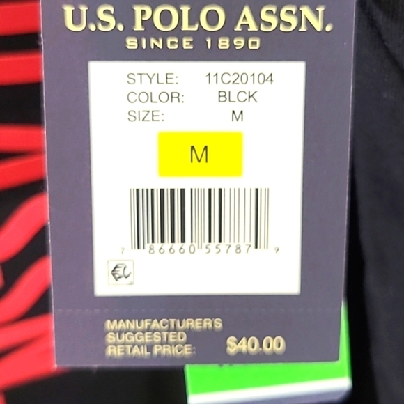 *NWT* U.S. POLO ASSN Men's Black Long Sleeve Shirt w/Red Logo, size Medium - Picture 4 of 6